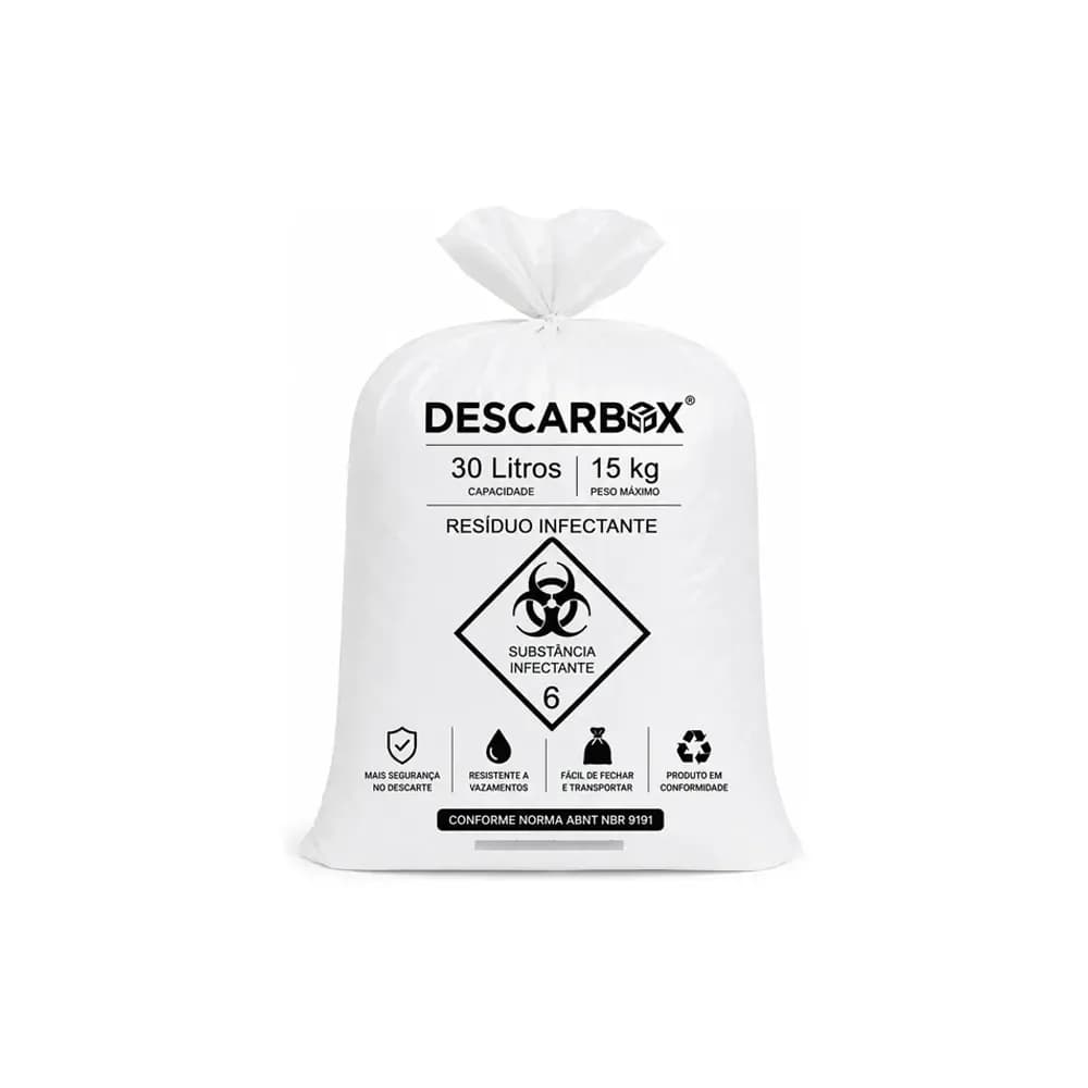 Saco de Lixo Hospitalar 30 LT Branco