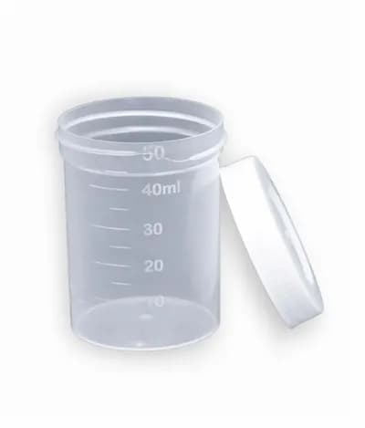 Coletor de Urina 50ML Tampa Branca Não Estéril