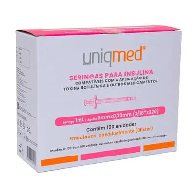 Seringas para Insulina 1ml com Agulha 5mm x 0,23mm 32G