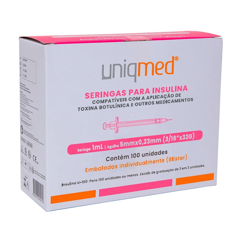Seringas para Insulina 1ml com Agulha 5mm x 0,23mm 32G