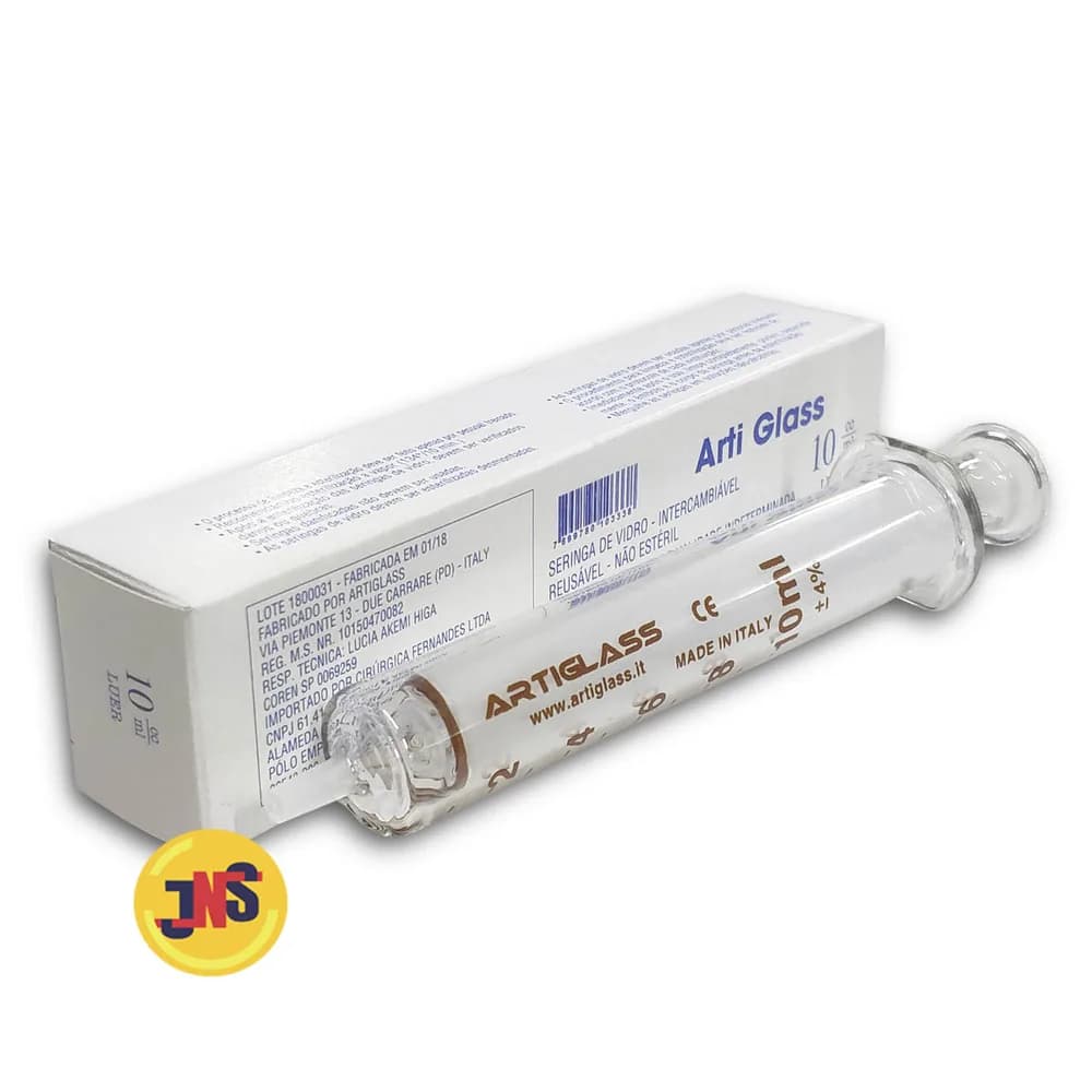 Seringa de Vidro 10ml Bico Liso