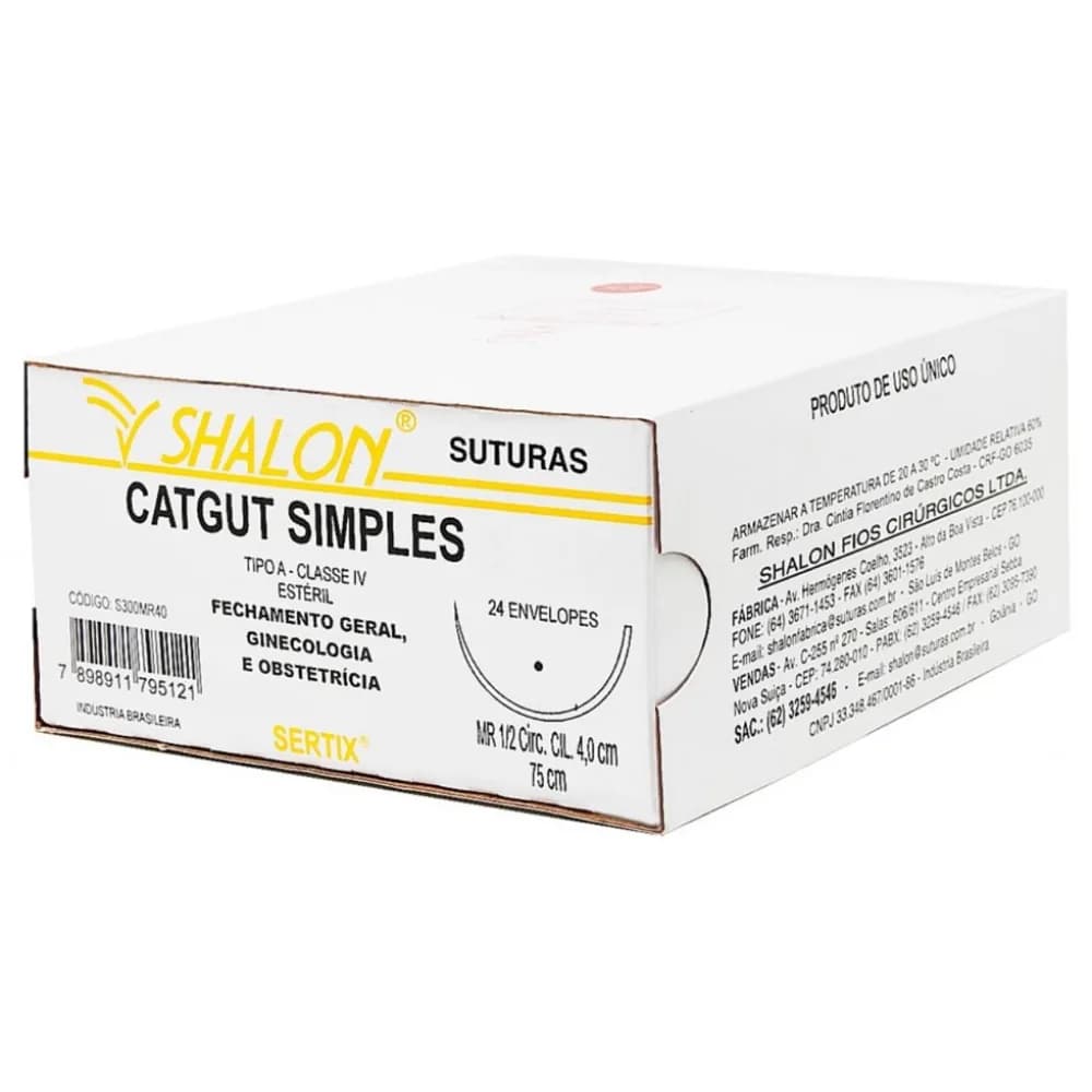 Fio de Sutura Catgut Simples 3.0 com Agulha 3.0cm