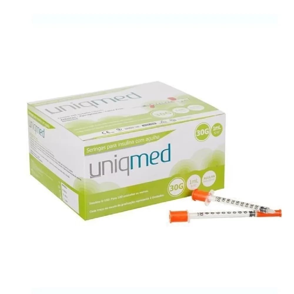 Seringas para Insulina 1mL com Agulha 8mm x 0,30mm