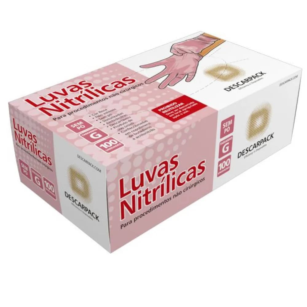 Luva de Nitrilo Pink Grande