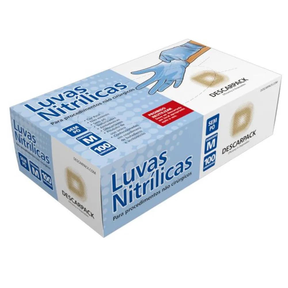 Luva de Nitrilo Azul Média
