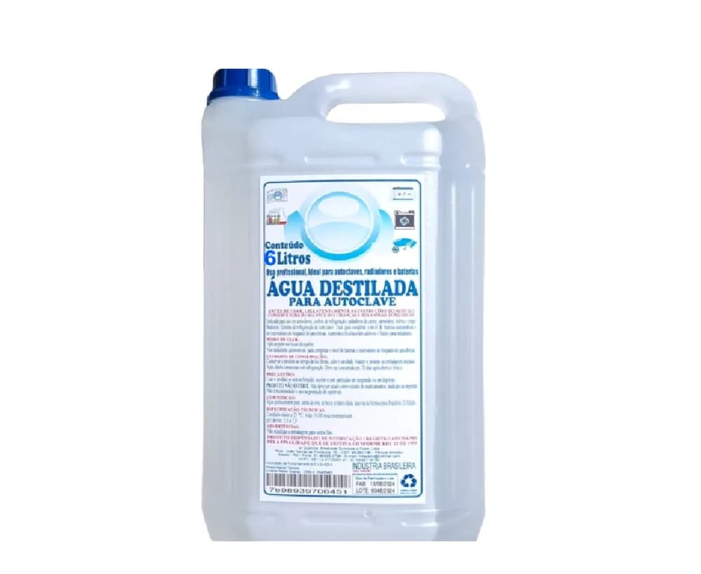 Água destilada para autoclave 6 litros