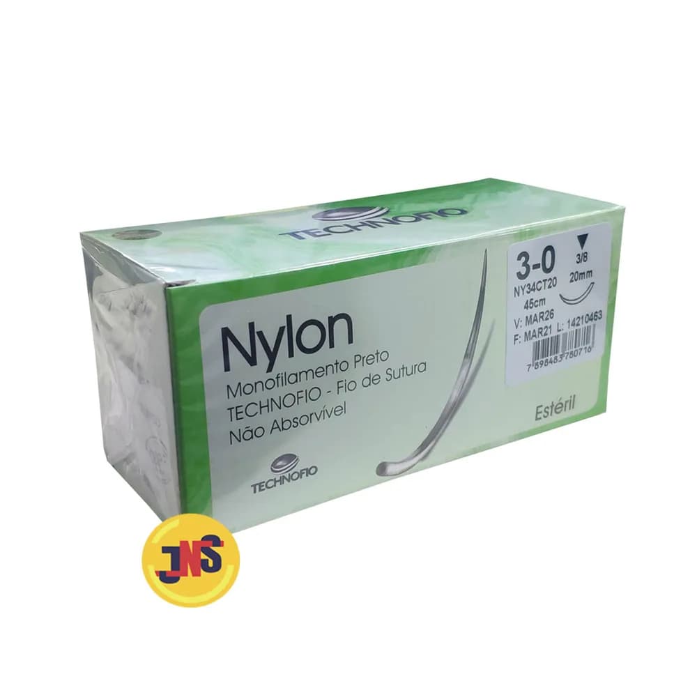 Fio de Sutura Nylon 3-0 com Agulha